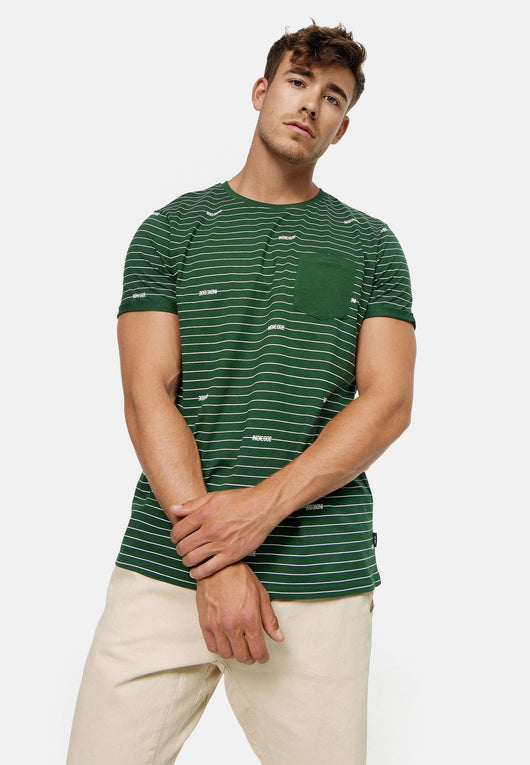 Indicode Men's Ortega T-shirt with a round neck and breast pocket made of 100% cotton