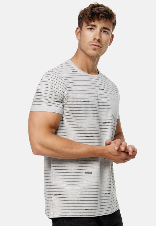 Indicode Men's Ortega T-shirt with a round neck and breast pocket made of 100% cotton