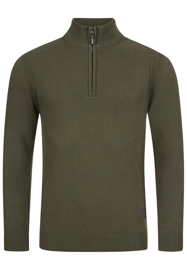 Indicode Herren Pointeau Strickpullover mit Stehkragen aus 80% Baumwolle - INDICODE