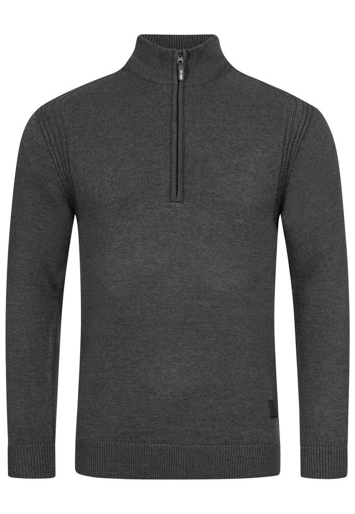 Indicode Herren Pointeau Strickpullover mit Stehkragen aus 80% Baumwolle - INDICODE