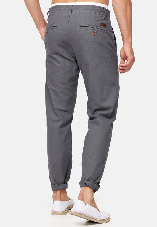 Indicode men's Veneto trousers made of 55% linen & 45% cotton with 4 pockets