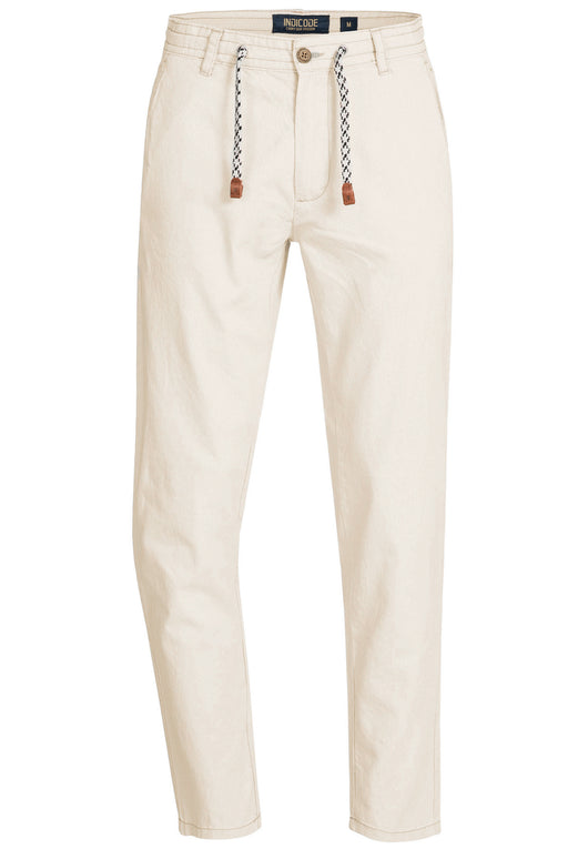 Indicode men's Veneto trousers made of 55% linen & 45% cotton with 4 pockets