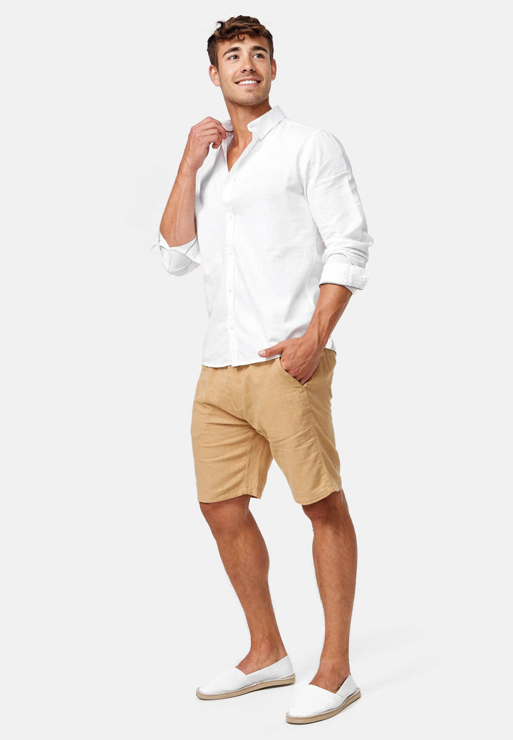 Indicode Herren Corvallis Chino Shorts mit 4 Taschen aus 55% Leinen