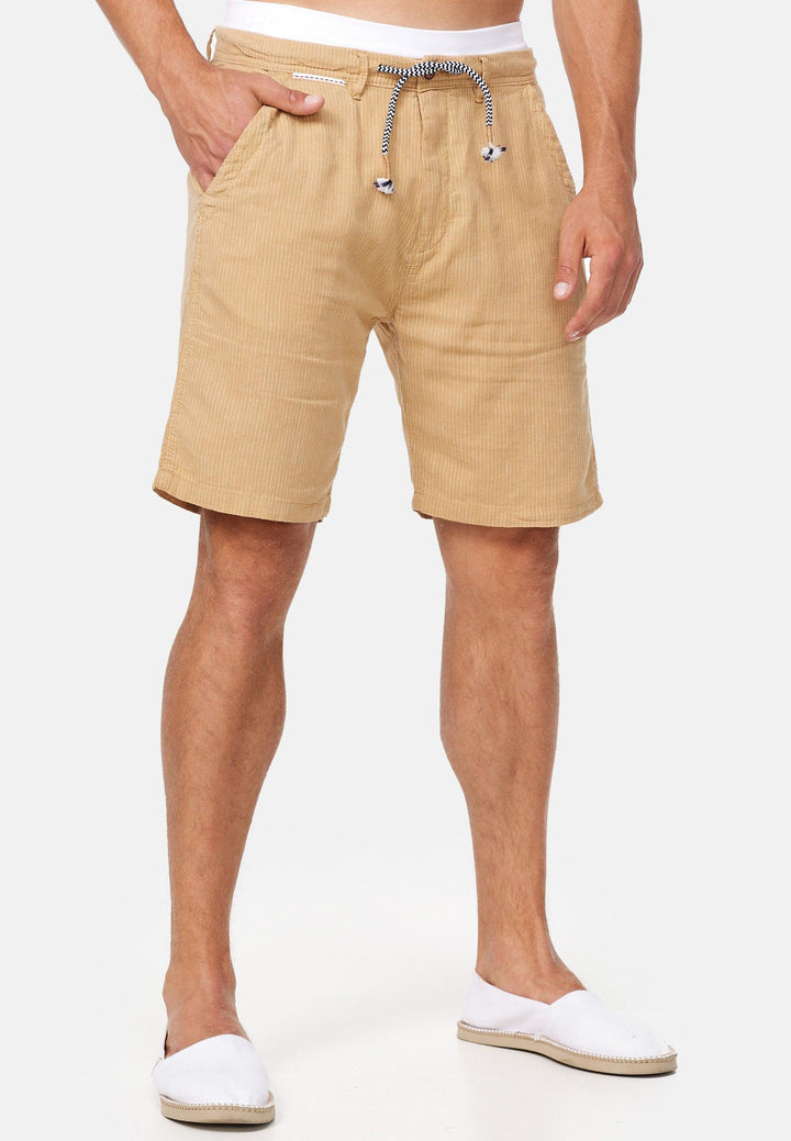 Indicode Herren Corvallis Chino Shorts mit 4 Taschen aus 55% Leinen