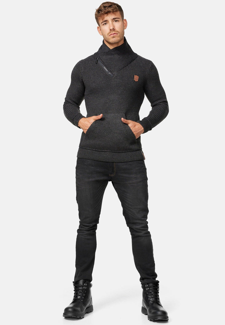 Indicode Herren Dane Grobstrick Winterpullover mit Schalkragen - INDICODE