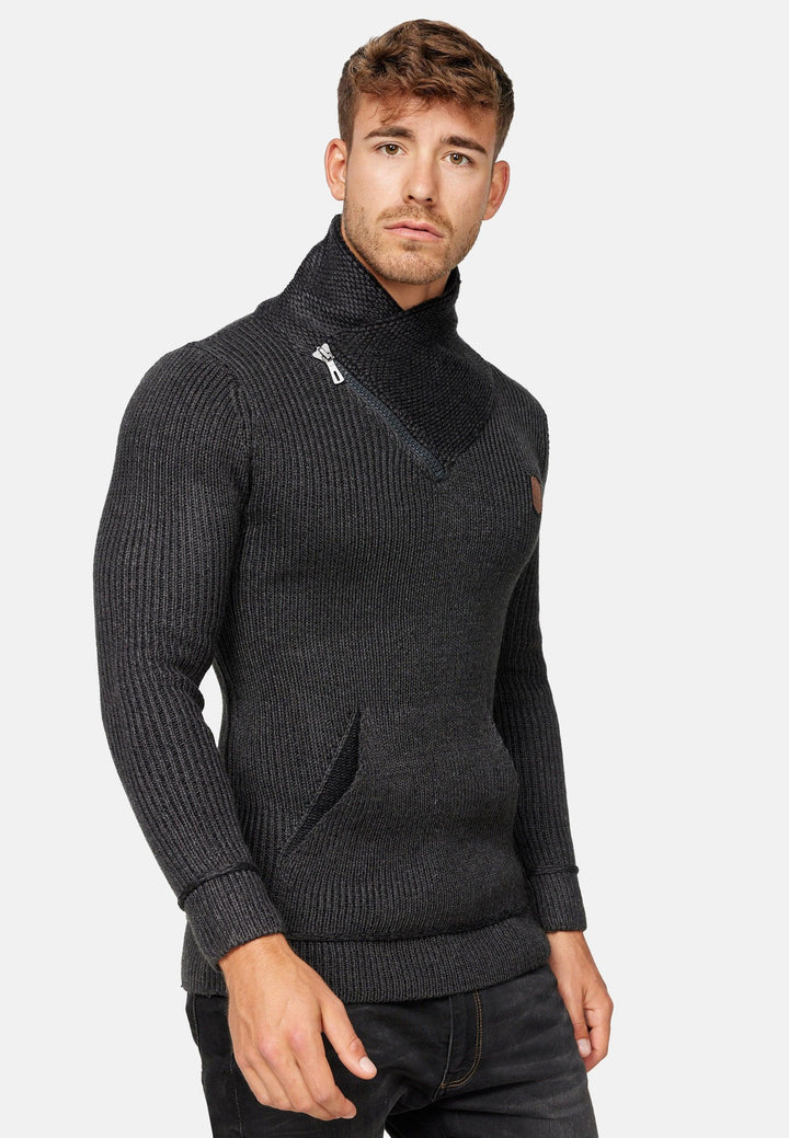 Indicode Herren Dane Grobstrick Winterpullover mit Schalkragen - INDICODE