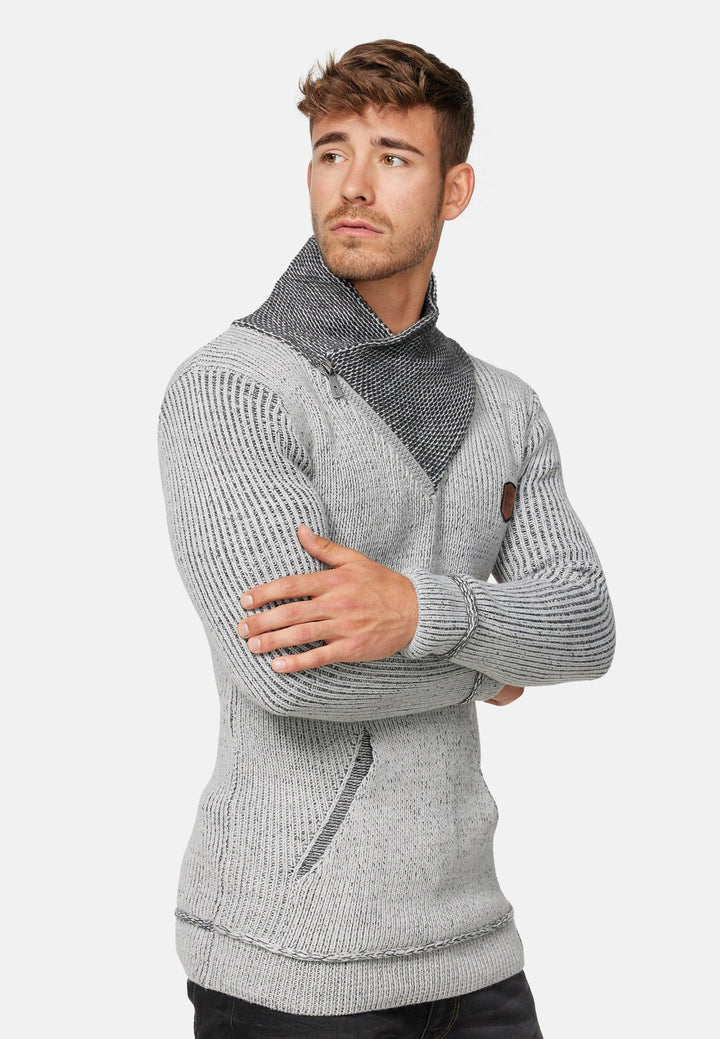Indicode Herren Dane Grobstrick Winterpullover mit Schalkragen - INDICODE