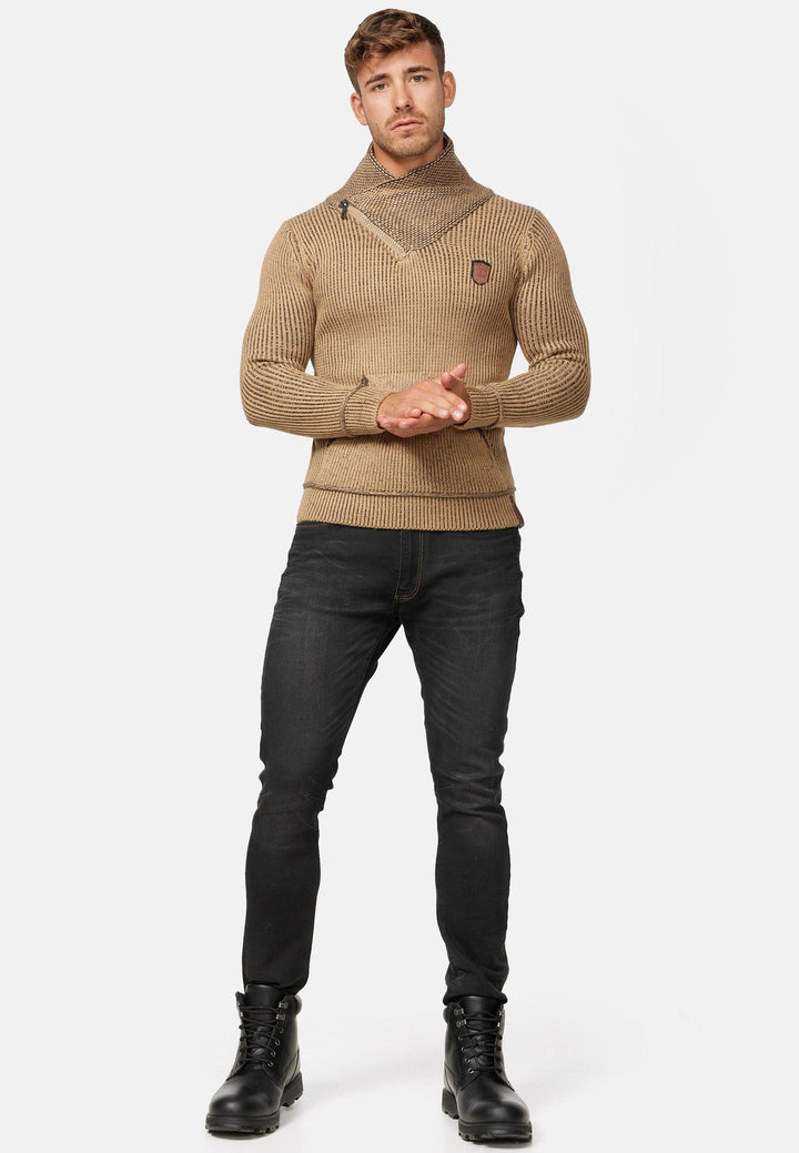 Indicode Herren Dane Grobstrick Winterpullover mit Schalkragen - INDICODE