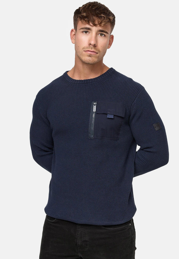 Indicode Herren Julieta Pullover aus 100% Baumwolle mit Brusttasche - INDICODE