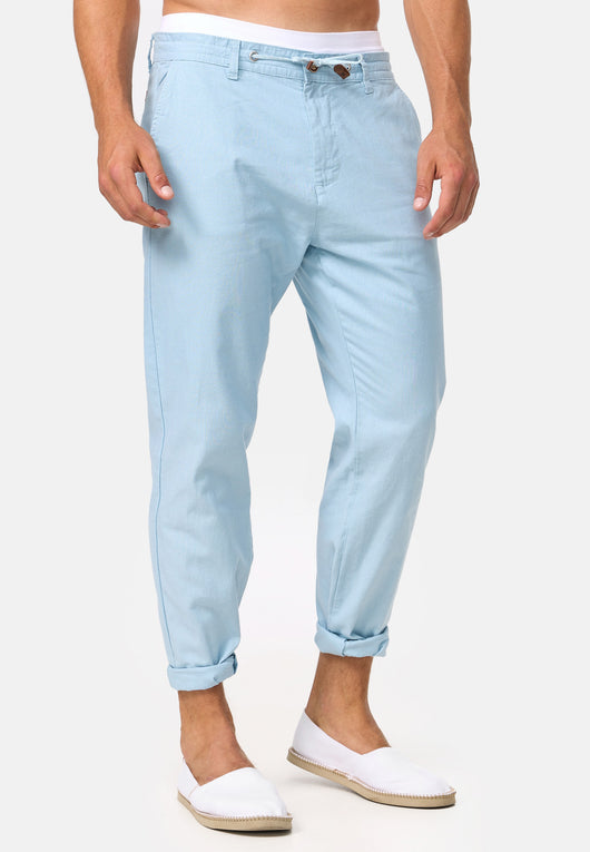 Indicode men's Veneto trousers made of 55% linen & 45% cotton with 4 pockets