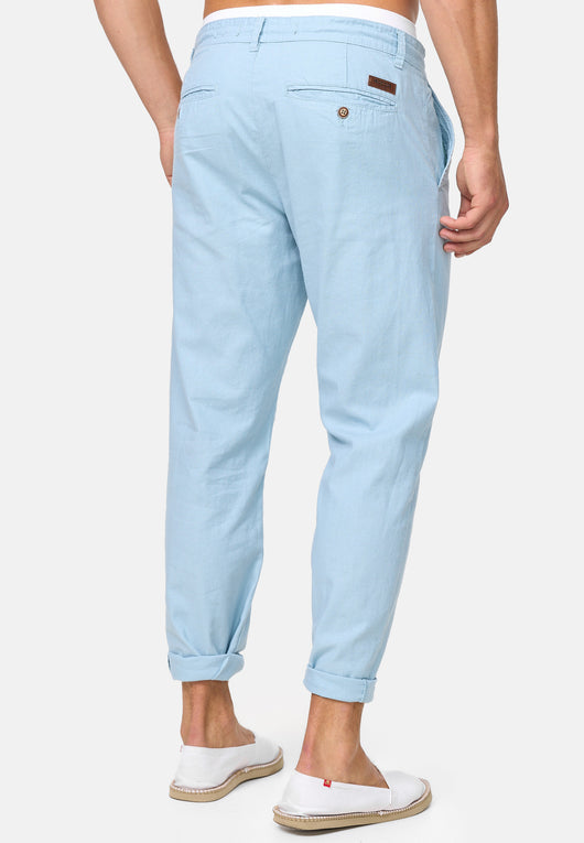 Indicode men's Veneto trousers made of 55% linen & 45% cotton with 4 pockets