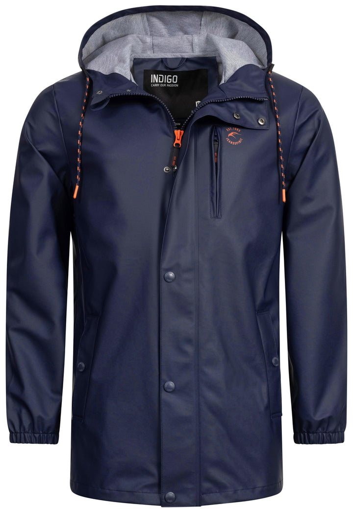 Indicode Herren Malmoe Regenjacke mit Kapuze lange wasserdichte Segeljacke - INDICODE