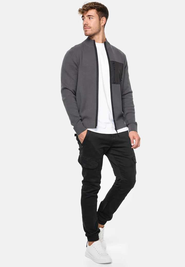 Indicode Herren Manuel Strickjacke mit Stehkragen & Brusttasche aus 75% Baumwolle - INDICODE