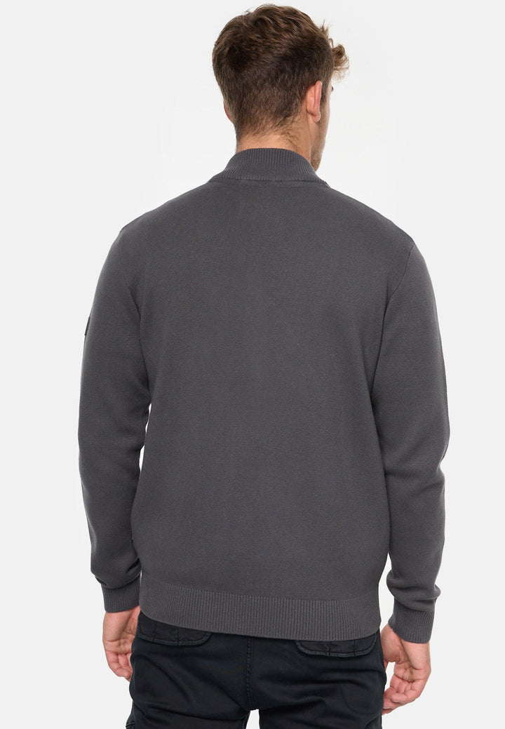 Indicode Herren Manuel Strickjacke mit Stehkragen & Brusttasche aus 75% Baumwolle - INDICODE