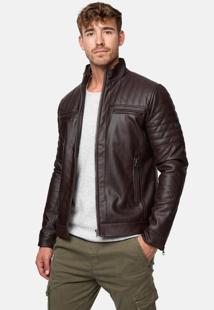 Indicode Herren Brook Jacke aus Leder-Imitat mit Stehkragen - INDICODE