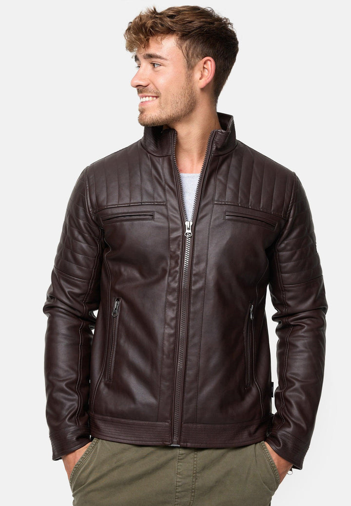 Indicode Herren Brook Jacke aus Leder-Imitat mit Stehkragen - INDICODE