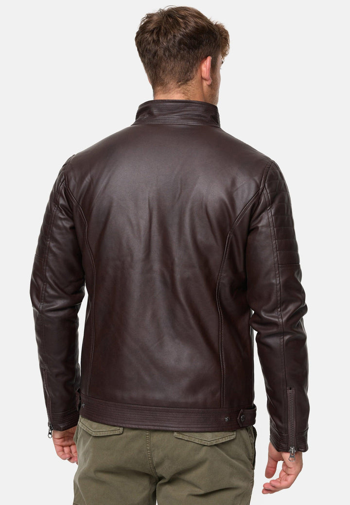 Indicode Herren Brook Jacke aus Leder-Imitat mit Stehkragen - INDICODE