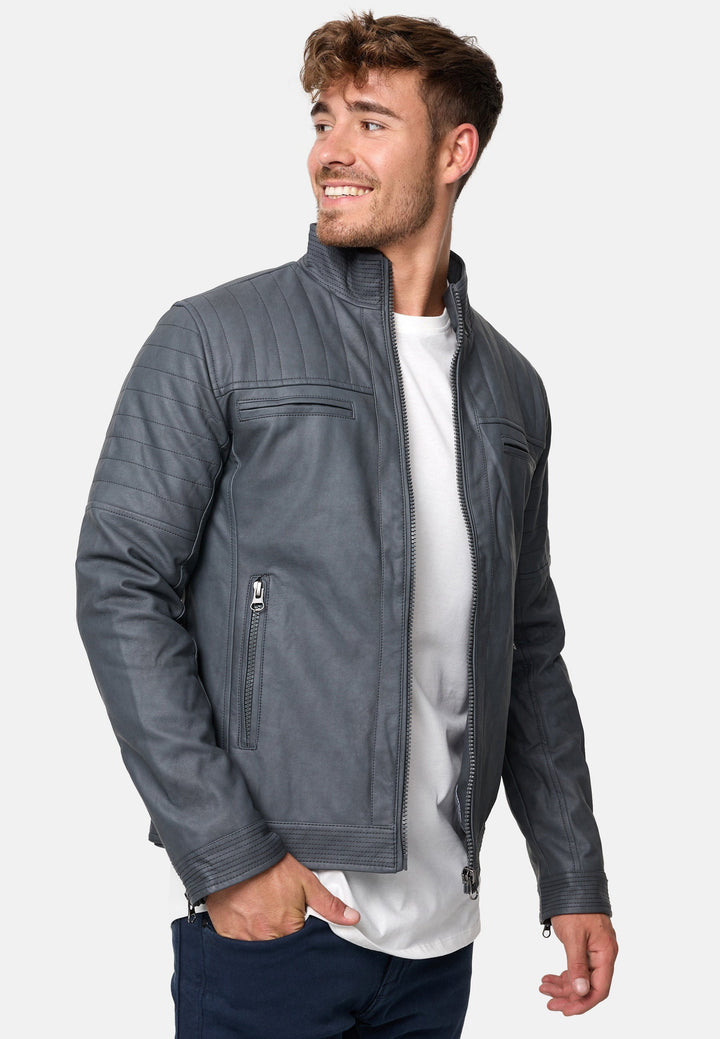 Indicode Herren Brook Jacke aus Leder-Imitat mit Stehkragen - INDICODE