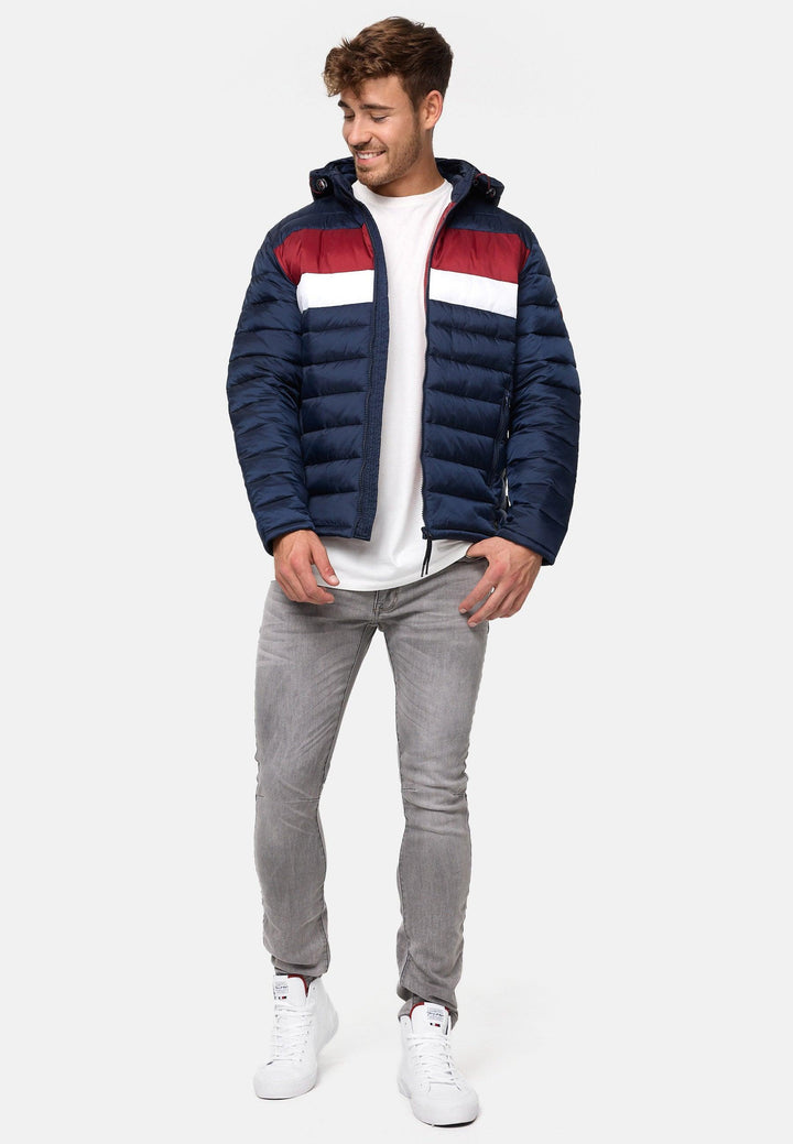 Indicode Herren Hampshire Steppjacke in Daunenjacken-Optik mit abnehmbarer Kapuze - INDICODE
