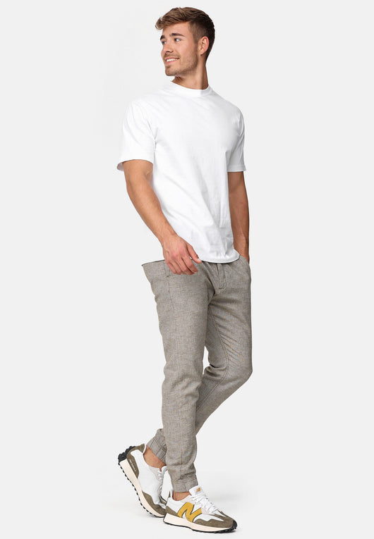 Indicode men's Blnda trousers made of 55% linen and 45% cotton with 4 pockets