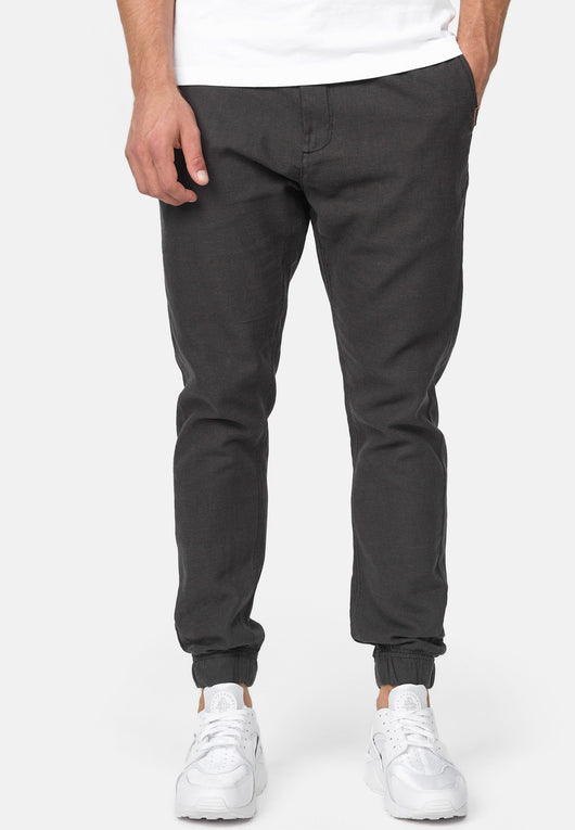 Indicode men's Blnda trousers made of 55% linen and 45% cotton with 4 pockets