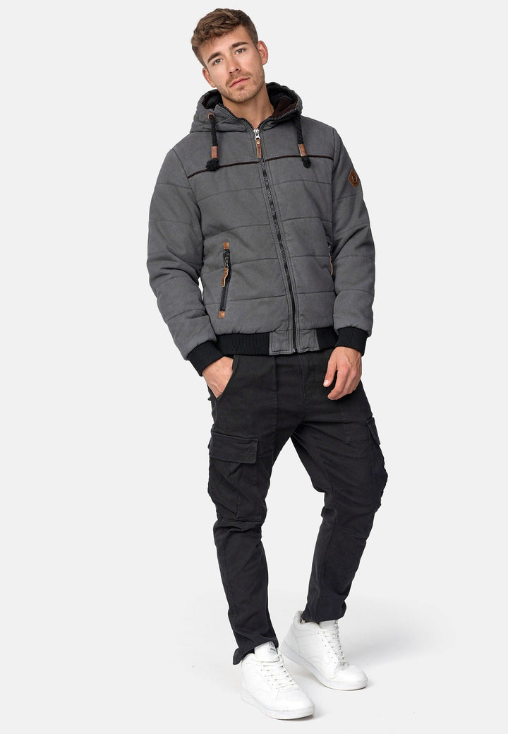 Indicode Herren Cowdell Winterjacke mit Teddy-Futter Kapuze - INDICODE