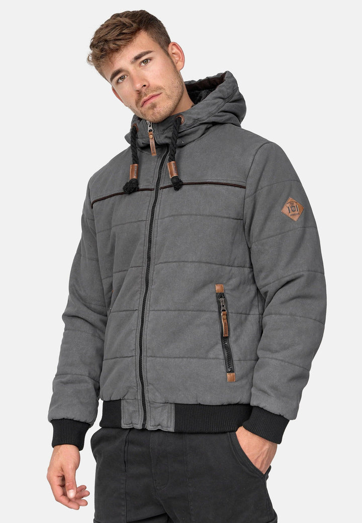Indicode Herren Cowdell Winterjacke mit Teddy-Futter Kapuze - INDICODE