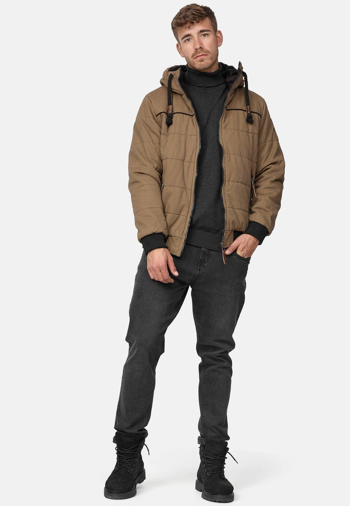 Indicode Herren Cowdell Winterjacke mit Teddy-Futter Kapuze - INDICODE