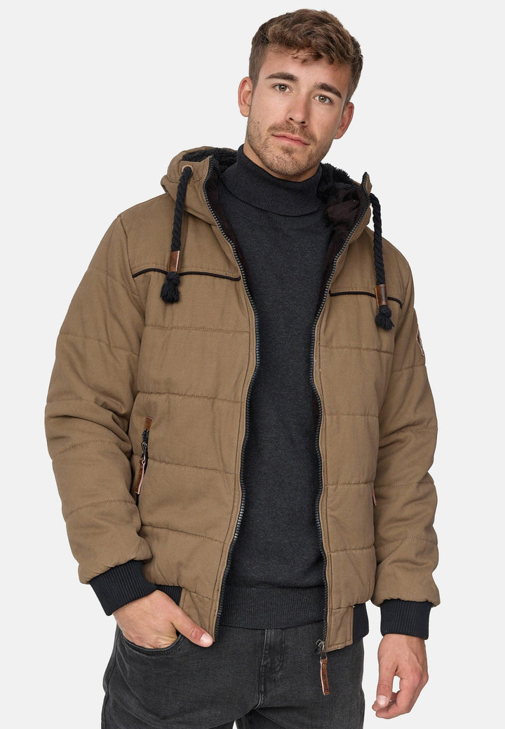 Indicode Herren Cowdell Winterjacke mit Teddy-Futter Kapuze - INDICODE