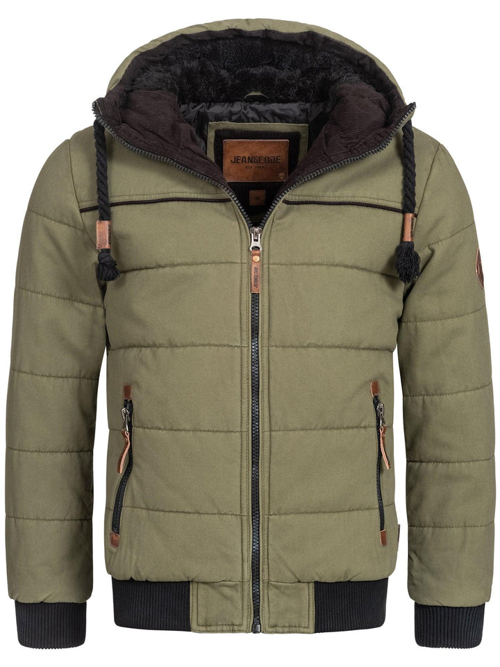 Indicode Herren Cowdell Winterjacke mit Teddy-Futter Kapuze - INDICODE