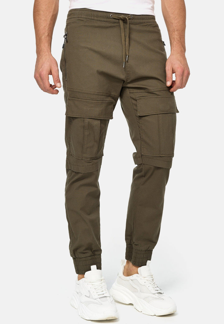 Indicode Herren Dennis Cargohose aus 98% Baumwolle mit 6 Taschen - INDICODE