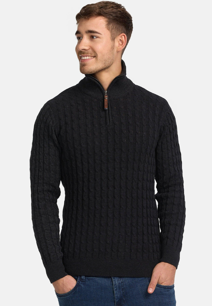 Indicode Herren Rufus Strickpullover mit Stehkragen aus Baumwolle - INDICODE