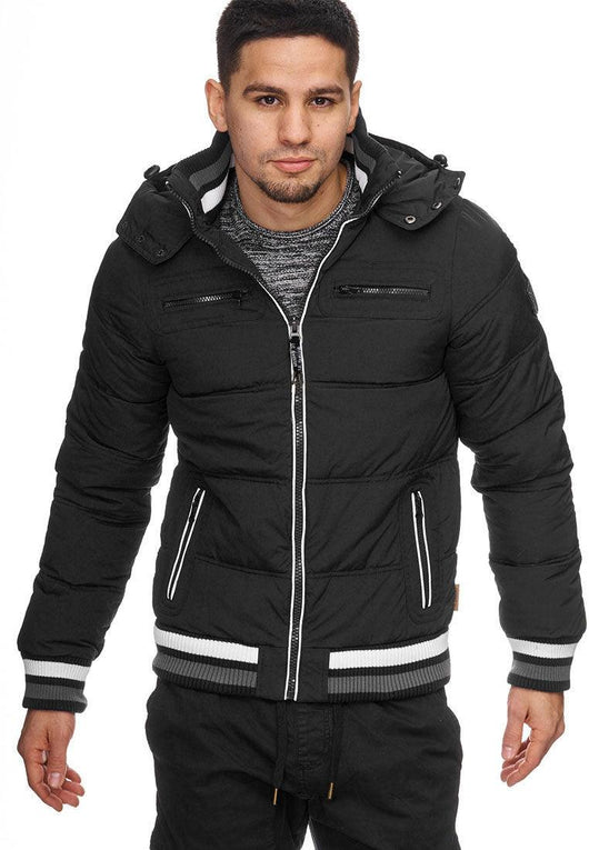 Indicode men's Marlon quilted jacket in down jacket look with detachable hood