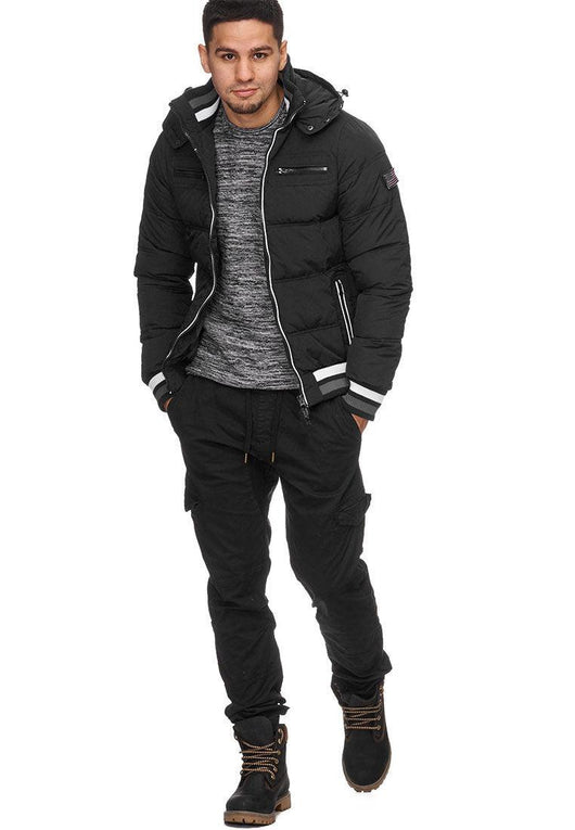 Indicode men's Marlon quilted jacket in down jacket look with detachable hood