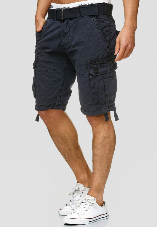 Indicode Men's Bolton Cargo Shorts with 7 pockets incl. belt made of 100% cotton