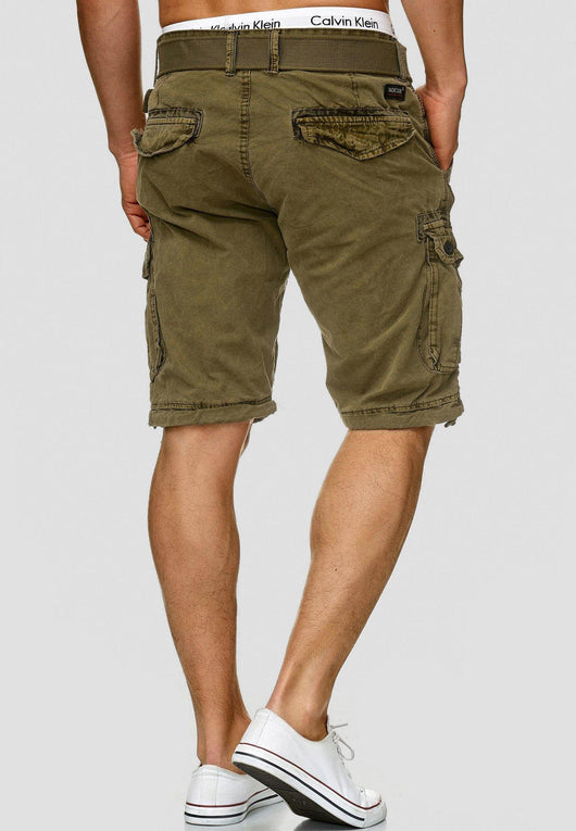 Indicode Men's Bolton Cargo Shorts with 7 pockets incl. belt made of 100% cotton