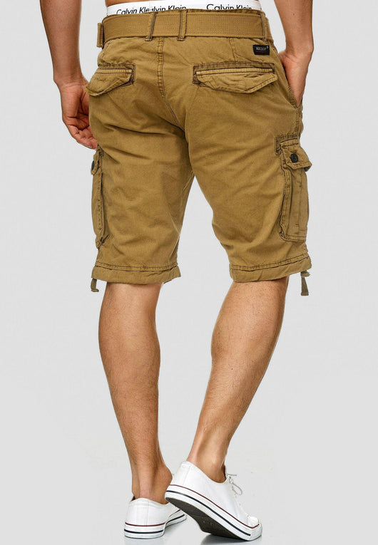 Indicode Men's Bolton Cargo Shorts with 7 pockets incl. belt made of 100% cotton