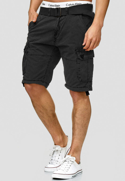 Indicode Men's Bolton Cargo Shorts with 7 pockets incl. belt made of 100% cotton