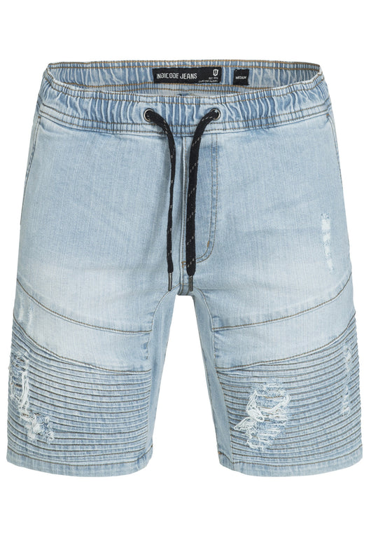 Indicode Men's Ernest Jeans Shorts with 4 pockets & elastic waistband made of 98% cotton