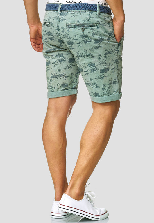 Indicode men's Lilestone chino shorts with 4 pockets incl. belt made of 98% cotton