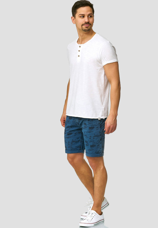 Indicode men's Lilestone chino shorts with 4 pockets incl. belt made of 98% cotton