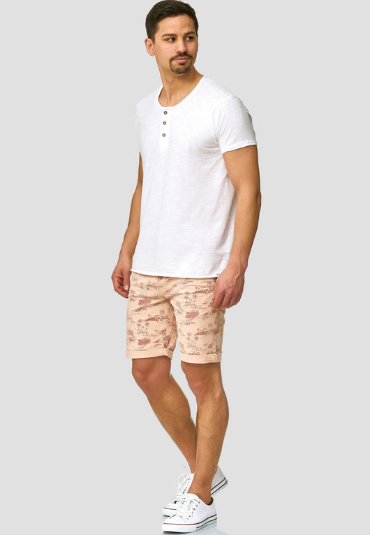 Indicode men's Lilestone chino shorts with 4 pockets incl. belt made of 98% cotton