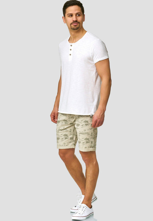 Indicode men's Lilestone chino shorts with 4 pockets incl. belt made of 98% cotton