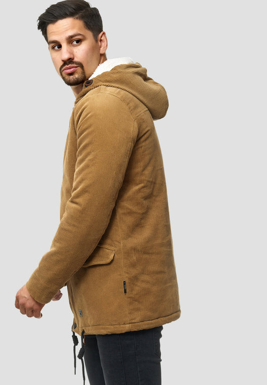 Indicode men's Dudley winter jacket made of 100% cotton (corduroy) with a hood