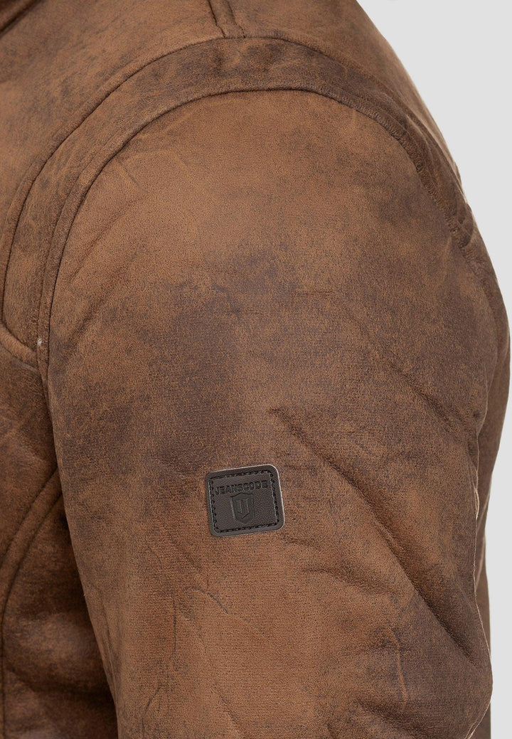 Indicode Herren Calshot Dufflecoat in Veloursleder-Optik mit gefütterter Kapuze - INDICODE
