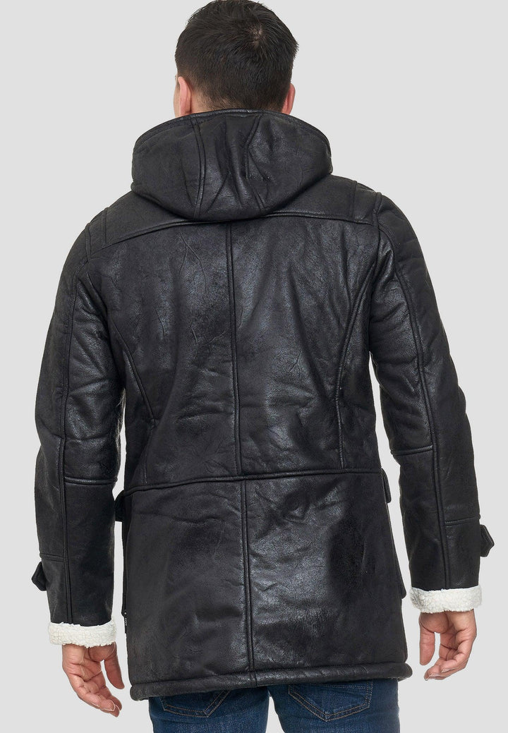 Indicode Herren Calshot Dufflecoat in Veloursleder-Optik mit gefütterter Kapuze - INDICODE