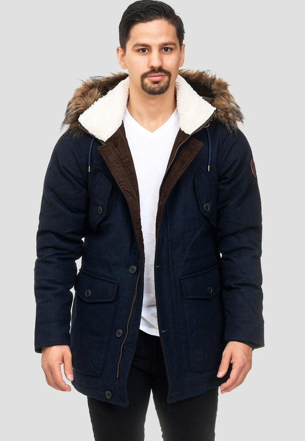 Indicode Herren Baynes Winterjacke mit Fell-Kapuze - INDICODE