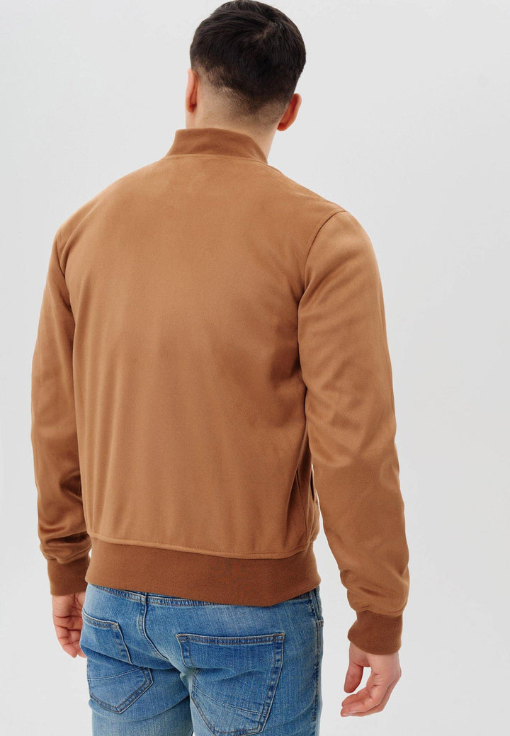 Indicode Herren Abbott Velours-Kunstleder Jacke mit Stehkragen