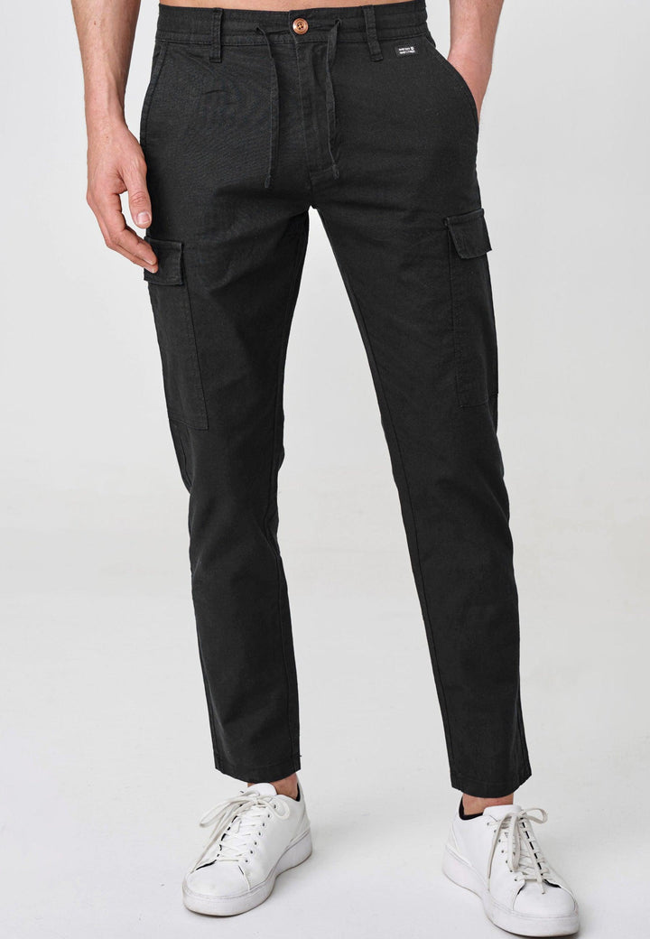 Indicode Herren Cagle Cargo Stoffhose aus Leinen & Baumwolle mit 6 Taschen - INDICODE