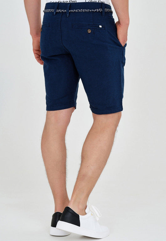 Indicode Herren Sant Cugat Shorts mit Kordel-Gürtel und 5 Taschen aus 55% Baumwolle & 45% Leine - INDICODE